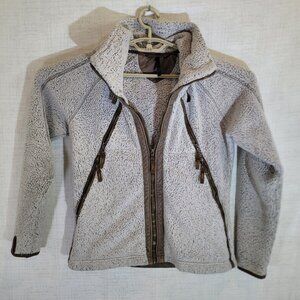 Kuhl Flight  Fleece Jacket Womens Small Gray Sherpa Full Zip Thumb Holes Pockets